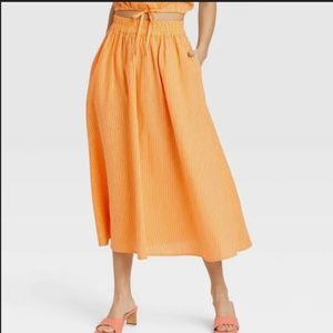 A new day smocked waist mid-rise linen a line skirt